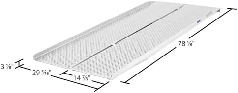 6' Wheelchair Ramp, Lightweight (27.5 lb), Folding, Portable, Non-Slip Punch Plate, for Scooter, Walker, Rollator, 800 lb Capacity, Silver Spring