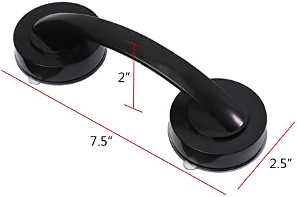 WANLIAN-Powerful Suction Cup Glass Mirror Door Handle, Refrigerator Drawer Bathroom Suction Cup wall handrail, Bathtub Shower Handle Kitchen Drawer Cabinet Handle (Black Large)