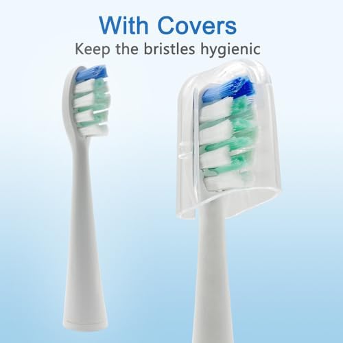 Replacement Brush Heads for Waterpik Sensonic Complete Care Toothbrush,(Models STW-03W020 White and STW-03W027 Gray) and Waterpik Sensonic Complete Care(Model CC-04CD010-1),White,4 Count,with Covers