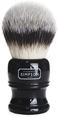 Alexander Simpsons Trafalgar 3 Black Shaving Brush - T3 Synthetic High Density Fibre Handle - Simpson Shaving Brushes - Wet Shave Deluxe Thick & Luxurious Lather Dense Extra Soft Bristles