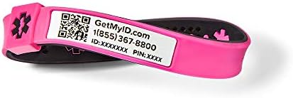 MyID Sport Medical ID Silicone Bracelet for Diabetes Epilepsy Asthma Autism and More (Small, Black/Pink)