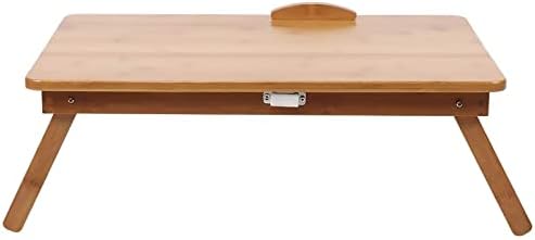 Over-Bed Tables, Adjustable Bamboo Portable Folding with Drawer and Cooling Holes Cooling Rack Tray Holder