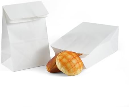 40 Count White Paper Lunch Bags - 6lb Capacity, 5.9x3.5x11 Inches Kraft Bags for Sandwiches, Snacks, School Lunches & Party Favors