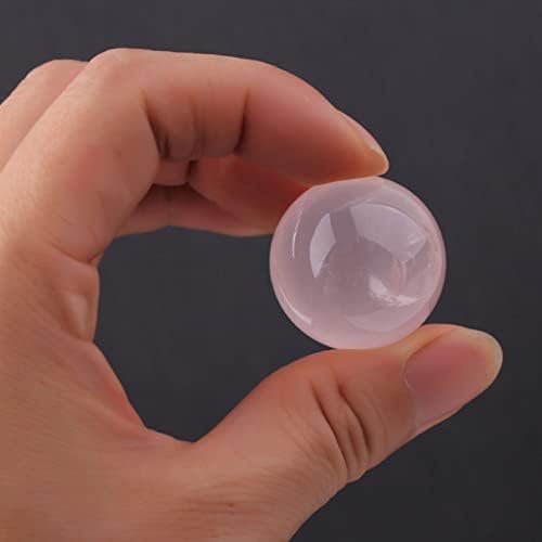 Natural Rose Quartz Sphere 7pcs Crystal Ball Sphere Pink Healing Gemstone Spheres for Reiki, DIY Jewelry Making, 7 Star Array Chakra Stone, Meditation, Attracting Love, Palm Stones,0.9"
