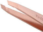 Tweezerman Rose Gold Petite Point and Slant Tweezer Set with Travel Case - Eyebrows for Women and Men