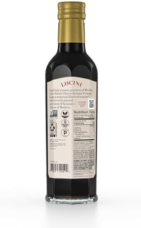 Lucini Italia Sweet Cherry Balsamico Artisan Vinegar – Italian Balsamic Vinegar – Aged Balsamic Vinegar from Modena Italy - Non-GMO Verified, Whole30 Approved, 250mL