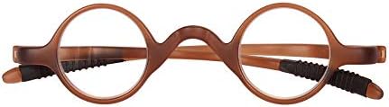 Agstum TR90 Small round eyeglasses retro Reading Glasses Readers 32-30-135 (Brown, +1.50)