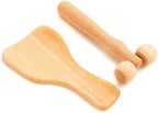 tuuli Body and Face Roller, Multi-Functional Wooden Massage Roller, Helps Ease Muscle Tension and Support Skin Health, Natural Face Massage Tools, Set of 2 (2 Piece Set C)