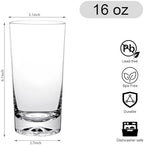 Drinking Highball Glasses Set of 6, 16oz Crystal Water Glasses