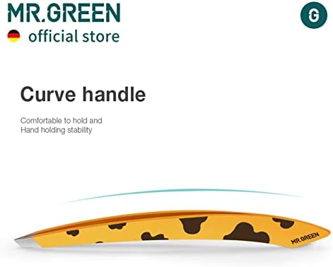MR.GREEN Curve Handle Eyebrows Tweezers Professional Fine Hairs Removal Puller Makeup Tools Stainless Steel Beauty Clips Removal (Yellow)