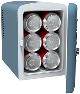 Frigidaire Retro 9-Can Mini Personal Fridge Portable Cooler for Car, Office, Bedroom, Dorm Room, or Cabin, 11.8" D x 7.1" W x 10.1" H, BLUE