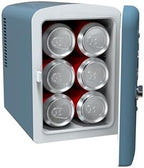 Frigidaire Retro 9-Can Mini Personal Fridge Portable Cooler for Car, Office, Bedroom, Dorm Room, or Cabin, 11.8" D x 7.1" W x 10.1" H, BLUE
