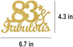83 & Fabulous Cake Toppers Gold Glitter, Happy 83rd Birthday Cake Topper Cheers to 83 Years Old Bday Decoration, Eighty-three and Fabulous Cake Decorations for 83rd Birthday Anniversary Party