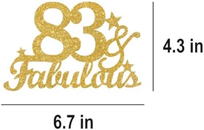 83 & Fabulous Cake Toppers Gold Glitter, Happy 83rd Birthday Cake Topper Cheers to 83 Years Old Bday Decoration, Eighty-three and Fabulous Cake Decorations for 83rd Birthday Anniversary Party