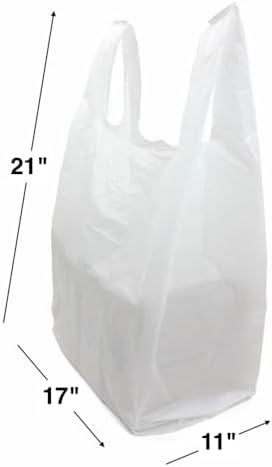100 x Strong White 'Vest' Style Plastic Carrier Bags - 11" x 17" x 21" (14 Micron) Unipack Brand -