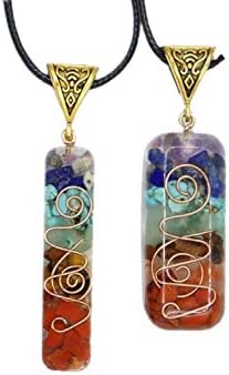 COLORFUL BLING 2Pcs 7 Chakra Stones Necklace Gemstone Energy Healing Crystal Pendant Emotional Body Purification Pendant