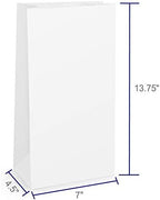BagDream White Paper Lunch Bags 12LB 7x4.5x13.75 Inches 50Pcs Recyclable Kraft Paper Bags Bulk, Disposable, Large for Snack, Lunch, Sandwich, Burger, Baked Food, Packing, Craft