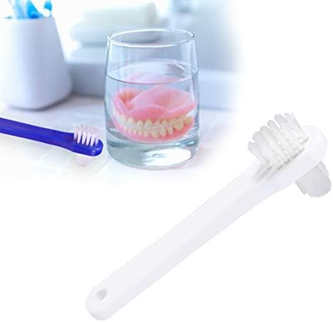 Healifty Denture Toothbrush Double Sided Full Denture Brush with Dual Bristles for Effective Cleaning Compact 4.33 Inch Manual Toothbrush for Dentures Oral Care