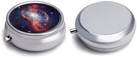 Universe Milky Way Galaxy Pill Organizer Portable Metal Round Pill Box with 3 Compartments Exquisite Unique Small Pill Case Travel Pill Container Medicine Organizer Box for Adult & Gift