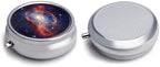Universe Milky Way Galaxy Pill Organizer Portable Metal Round Pill Box with 3 Compartments Exquisite Unique Small Pill Case Travel Pill Container Medicine Organizer Box for Adult & Gift