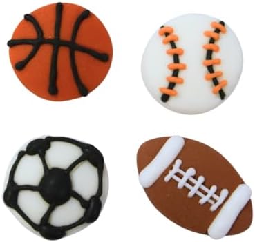 Oasis Supply, Edible Fun Shapes | Sugar Hand Painted Cake, Cupcake Toppers | Sports/Athletics | Sports Ball Assortment 24 Pack