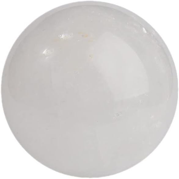 Natural White Calcite Ball Healing Quartz Gemstone Divination Sphere Figurine with Wooden Stand 50mm/1.96"