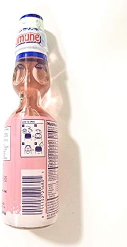 Kimura Ramune Carbonated Soft Drink Strawberry Flavor 5 PACK (6.76 fl oz each)