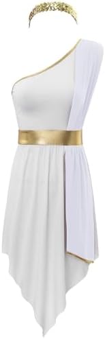 Women Sexy Toga Costume Greek Queen Dress One Shoulder Grecian Halloween Cosplay Fancy Dress