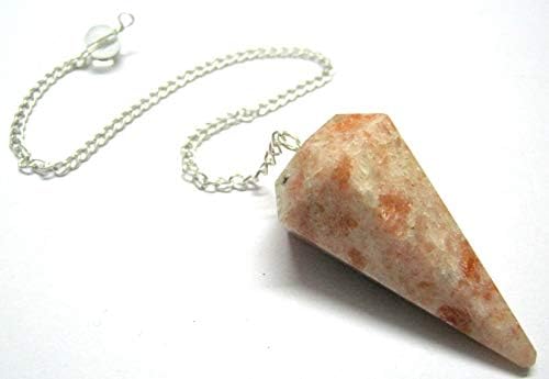 Sunstone 6 Faceted Dowser Pendulum Crystal Healing Reiki FENG Shui Gift Wellness Peace Meditation Metaphysical Gemstone