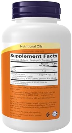NOW Foods Supplements, Evening Primrose Oil 500 mg with Naturally Occurring GLA (Gamma-Linolenic Acid), 250 Softgels
