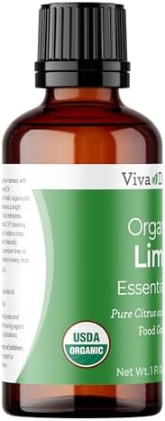 Viva Doria Lime Essential Oil, USDA Certified Organic Lime Oil, Redistilled, Sri-Lankan, 100% Pure, Natural Essential Oil, Undiluted, for Aromatherapy | Food Grade, 30 mL (1 Fluid Ounce)