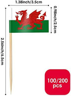 AhfuLife Wales Flag Toothpick for St.David's Day Cupcakes Decorations, 100 Pcs Wales Toothpick Cocktail Picks, Mini Flag Cocktail Picks for World Cup Party Decorations