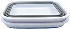 SAMMART 12L (3.17Gallon) Collapsible Tub - Portable Outdoor Picnic Tray - Portable Washing Basin - Space Saving Plastic Washtub (Grey + Baby Blue (Set of 2))