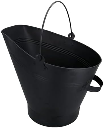 HomeZone Coal Bucket Hod Scuttle Fireside Accessories Kindling, Log & Fuel Storage for Indoor Homeware (BLACK WATERLOO STYLE BUCKET)