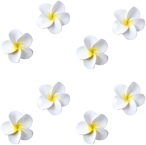 O'Creme White Plumeria Royal Icing Sugar Flower 1-1/4 Inch, Pack of 8