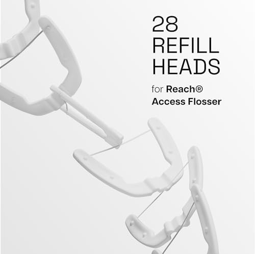 REACH Ultraclean Access Flosser Refill Heads, Unflavored, Plaque Remover for Teeth, Shred Resistant, for Hard to Reach Areas, Oral Care, PFAS Free, for Adults & Kids, 1 Pack, 28 Count