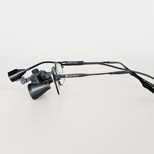 2.5X 3X 3.5X Optional Titanium Frame Binocular Dental Surgical Loupes with High Brightness Led Headlight (Working Distance:(280-380mm) S, Magnification:3X)