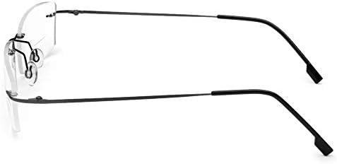 Fuisetaea Rimless Frame Bifocal Reading Glasses Flexible Titanium Alloy +1.50 Lightweight Readers Bifocal Glasses