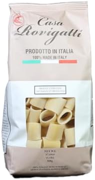 Casa Rovigatti Premium Italian Pasta, Bronze Mezzi Paccheri, 100% Durum Wheat Semolina, 17.6 oz, 500g, Artisanal Slow-Dried Pack of 4