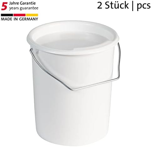 Westmark 2 Milk/Storage/Feed Buckets with Handle and Lid, Capacity: 3 L, Plastic, Maxi, White, 237922E3