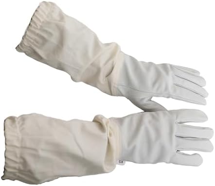 Beekeeping Gloves – Goatskin Leather Bee Gloves for Men and Women, Bees Protective Gear with Long Canvas Sleeves and Elastic Cuffs for Hobbyists and Professional Beekeepers (Small)