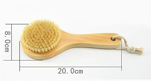 Wooden Short Handle Dry Body Brush Scrubber, 7.87 Inch Natural Bristles Bath & Shower Brush Scrubber.
