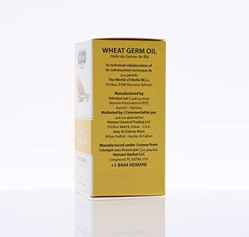 Hemani Wheat Germ Oil 30ml (1 Fl Oz) - 100% Pure Cold Pressed Triticum Vulgare | Vitamin E Rich Skin & Hair Oil | Natural Carrier Oil for Dry Skin & Deep Nourishment
