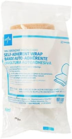 Medline Self-Adherent Cohesive Wrap Bandage, Latex-Free, 4" x 5 yd, Tan, 18 Count