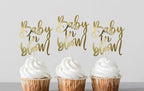 12Pcs Gold Foil Baby in Bloom 2.3 * 4.3inch Cupcake Topper Picks for Birthday Gender Reveal Baby Shower Party Cake Decorations