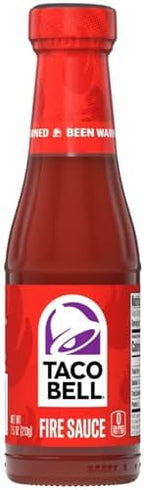 Taco Bell Fire Sauce 7.5 Ounce (Pack of 4) with By The Cup 2 Go Keychains 1.69 Fl oz and 1 Fl oz Mini Sauce Bottles