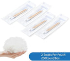 JMU Sterile Cotton Tipped Applicators 3", 200 Count Sterile Cotton Swabs, Wood Shaft Medical Swabs