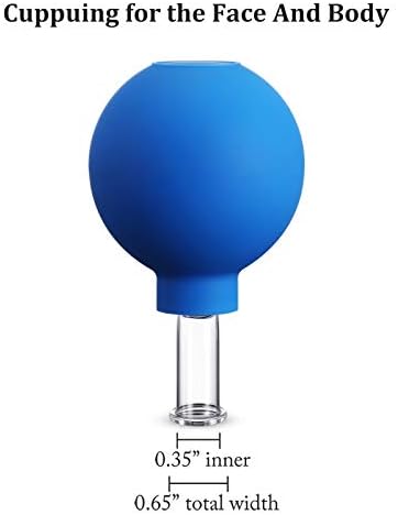 Nuanchu Facial Cupping Cup Glass Face Cup Silicone Cupping Massage Vacuum Suction Mug for Body Face Leg Arm Back Shoulder Muscle and Joint(Blue,0.35 Inch Diameter)