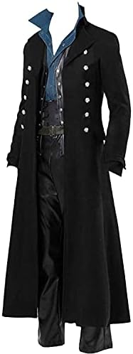 BITSEACOCO Mens Vintage Victorian Steampunk Jacket, Gothic Renaissance Medieval Frock Coat Cosplay Halloween Costume Tailcoat