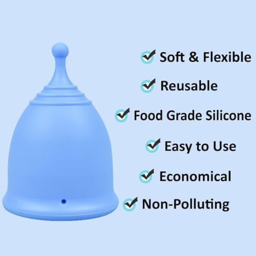 SHORDY Menstrual Cups Set of 2(Small+Large) with Box Soft Menstrual Cup & Flexible Period Cups for Women Upto 12 Hours Eco-Friendly & Safer Tampons Discs Pads Alternative Copa Menstrual (Blue)